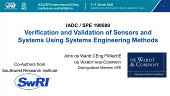 Verification and Validation of Sensors and  Systems Using Systems Engineering Methods  John de