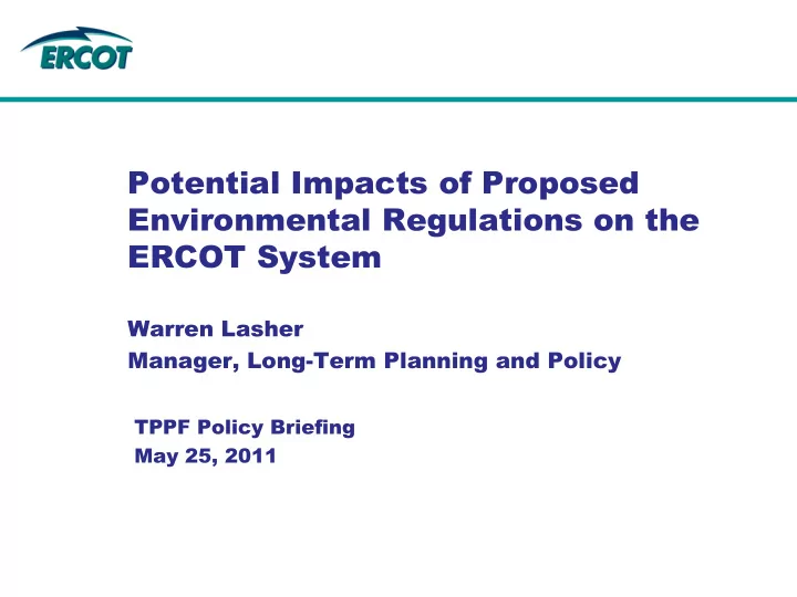 potential impacts of proposed environmental regulations
