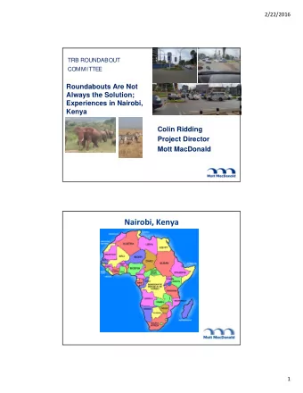 Nairobi, Kenya  1  2/22/2016 Nairobi, Kenya    Second fastest growing city in Africa