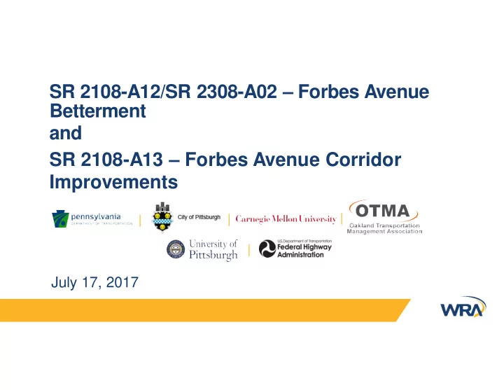 sr 2108 a12 sr 2308 a02 forbes avenue betterment and sr