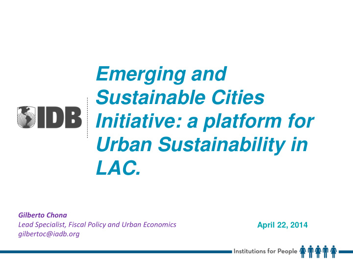 emerging and sustainable cities initiative a platform for