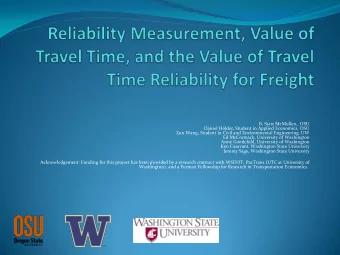 Ken Casavant, Washington State University  Jeremy Sage, Washington State University