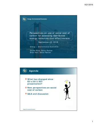 Perspectives on use of social cost of  carbon for assessing distributed  energy resources