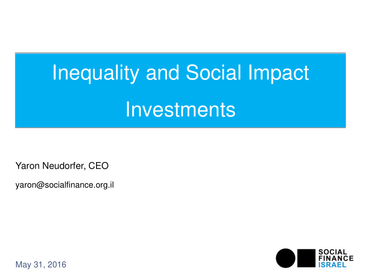 inequality and social impact investments