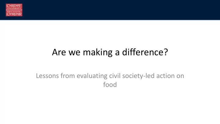 are we making a difference