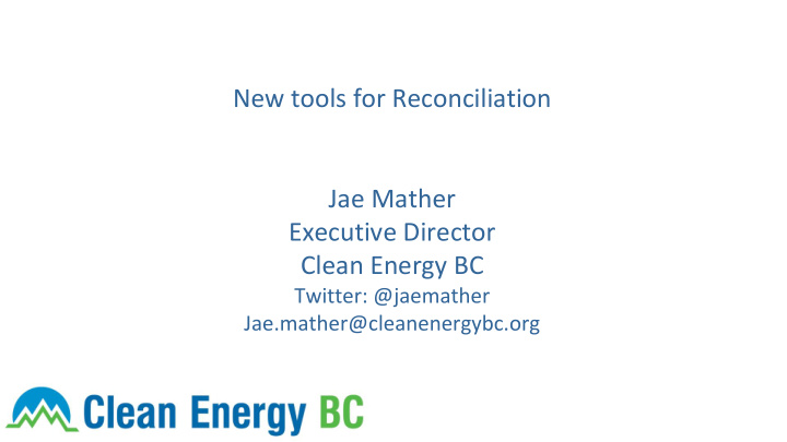 new tools for reconciliation