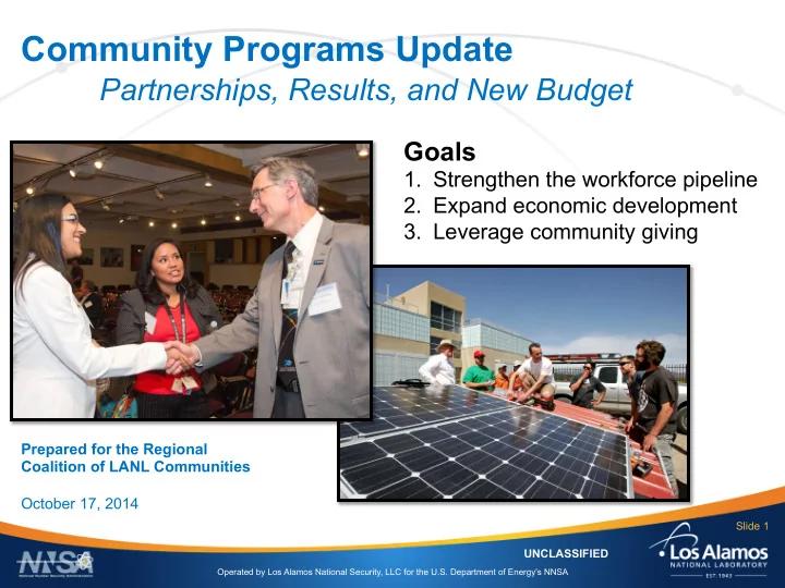 community programs update