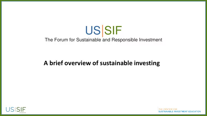 us sif and the us sif foundation