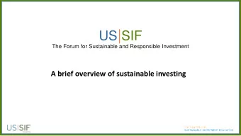 US SIF and the US SIF Foundation   US SIF: The Forum for Sustainable and Responsible Investment