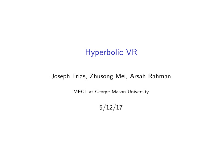 hyperbolic vr