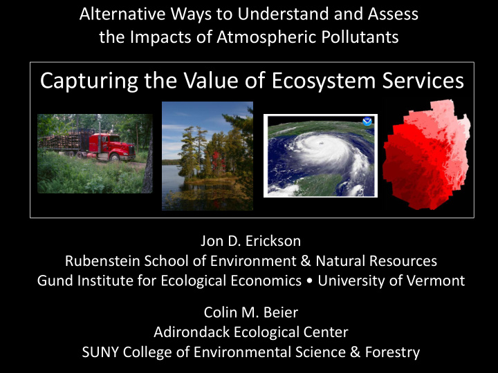 capturing the value of ecosystem services