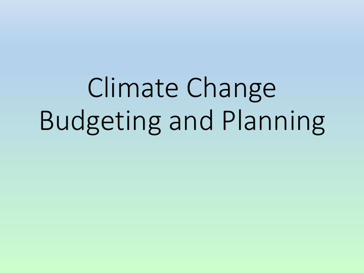 budgeting and planning historical context