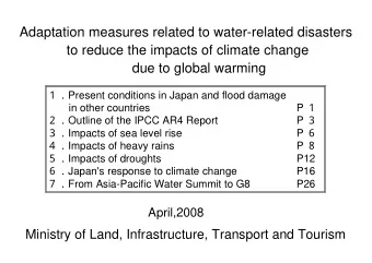 Adaptation measures related to water-related disasters  to reduce the impacts of climate change