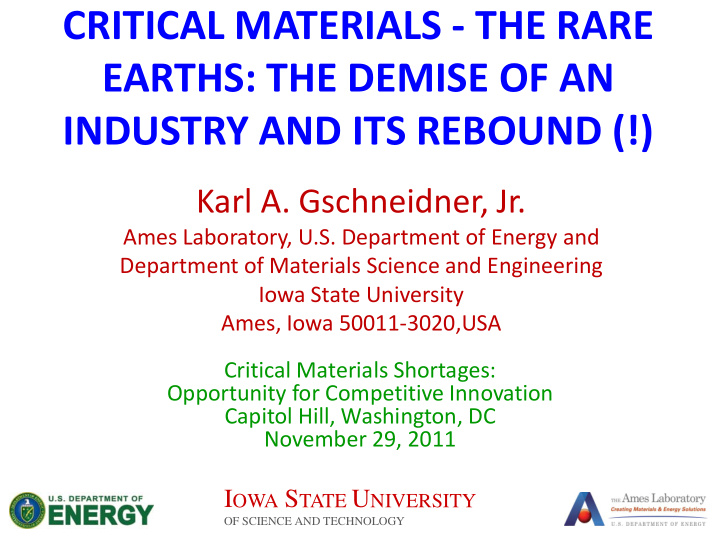 critical materials the rare earths the demise of an
