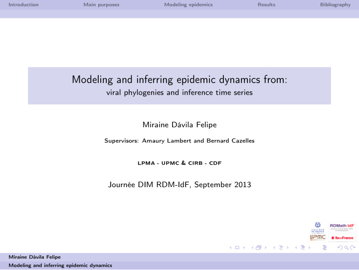 modeling and inferring epidemic dynamics from