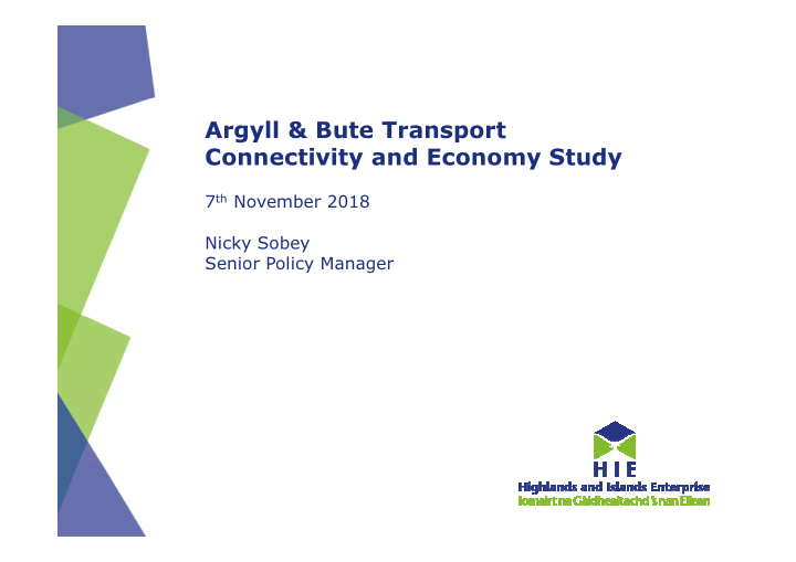 argyll bute transport connectivity and economy study