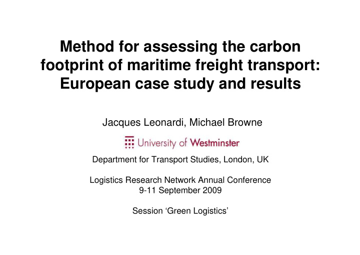 method for assessing the carbon footprint of maritime