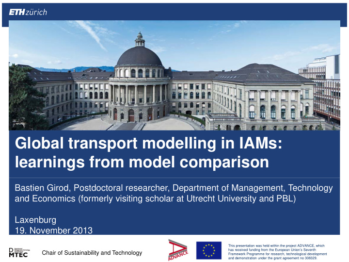 global transport modelling in iams learnings from model