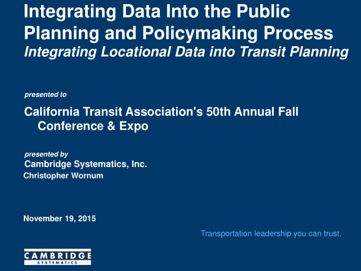 integrating data into the public planning and