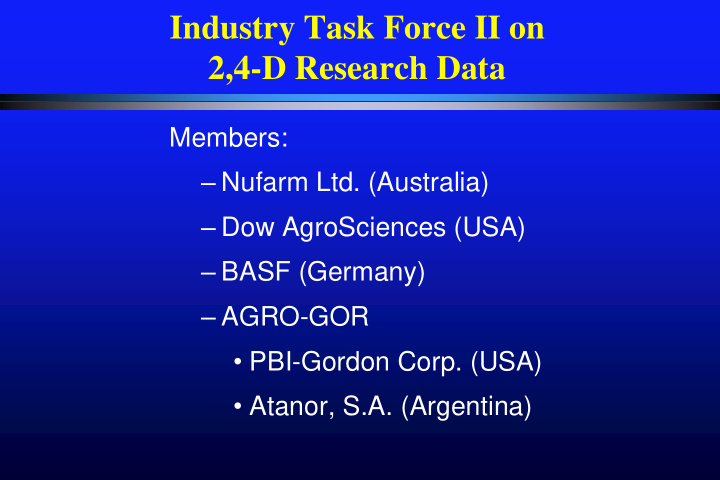 industry task force ii on