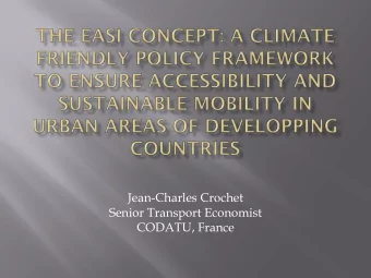 Senior Transport Economist  CODATU, France  Study of Policies for Sustainable Accessibility and