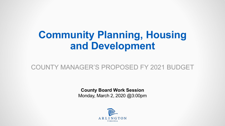 community planning housing and development