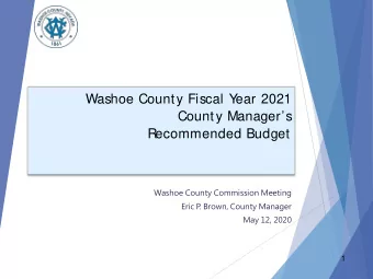 Washoe County Fiscal Y  ear 2021  County Managers  Recommended Budget  Washoe County Commission
