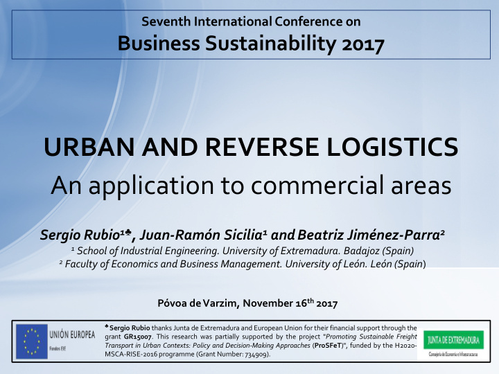 urban and reverse logistics an application to commercial