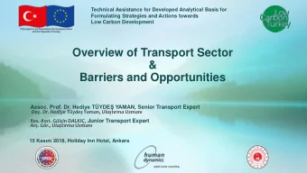 &amp;  Barriers and Opportunities Assoc . Prof. Dr. Hediye TYDE YAMAN , Senior Transport Expert