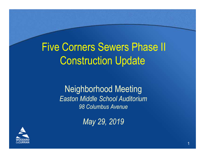 five corners sewers phase ii construction update