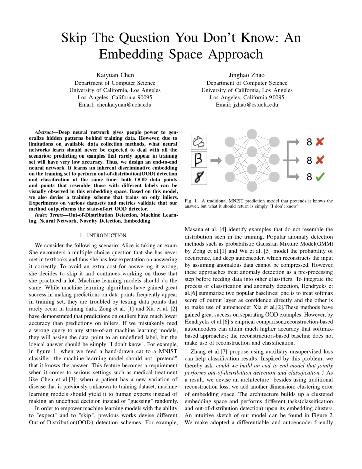 skip the question you don t know an embedding space