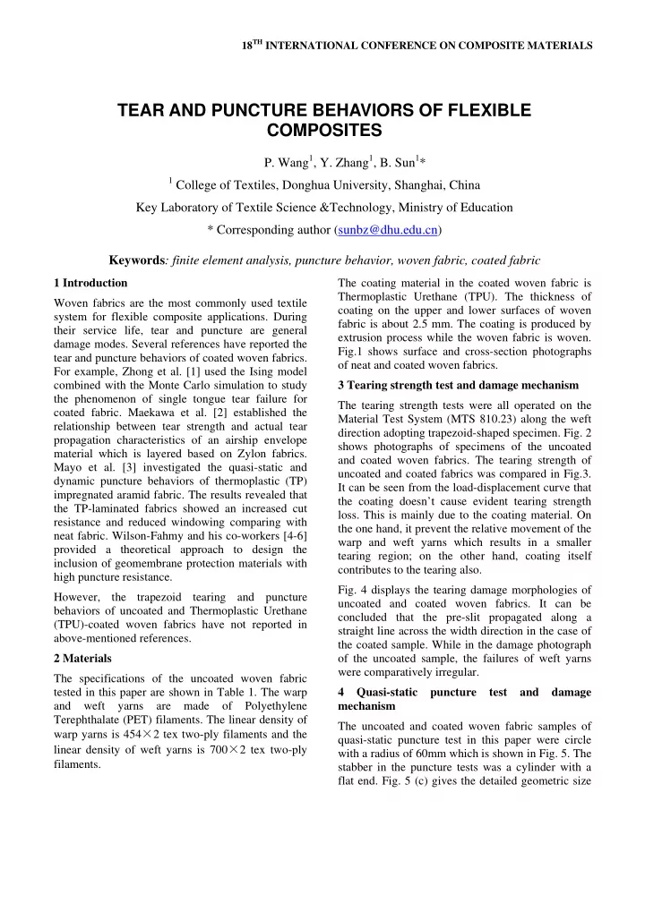 tear and puncture behaviors of flexible composites