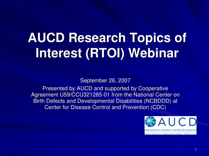 aucd research topics of aucd research topics of interest