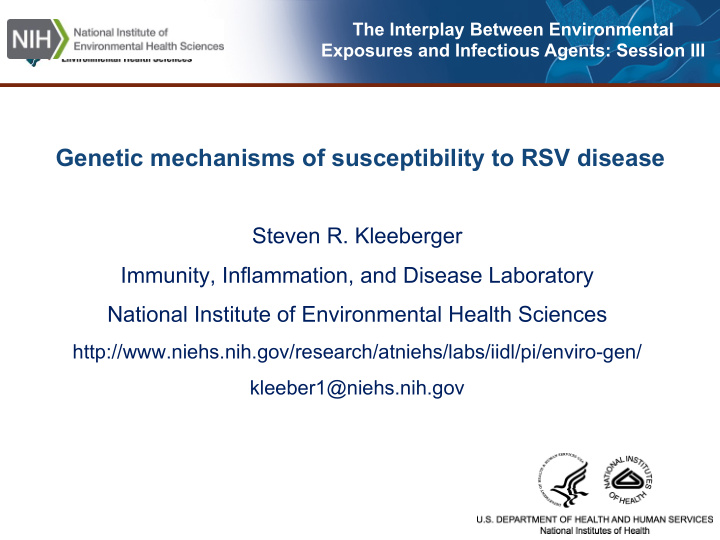 genetic mechanisms of susceptibility to rsv disease