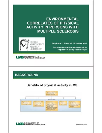 ENVIRONMENTAL  CORRELATES OF PHYSICAL  ACTIVITY IN PERSONS WITH  MULTIPLE SCLEROSIS  Stephanie L.