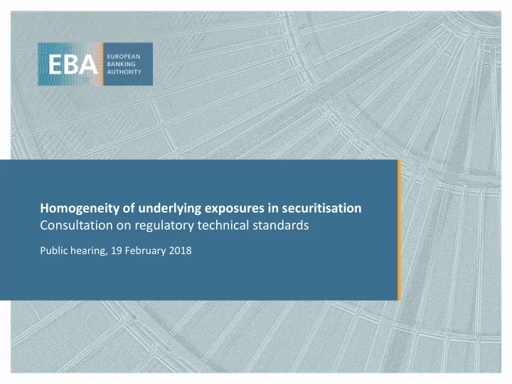 homogeneity of underlying exposures in securitisation