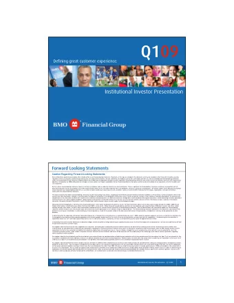 Q109  Defining great customer experience.  Institutional Investor Presentation  Forward Looking