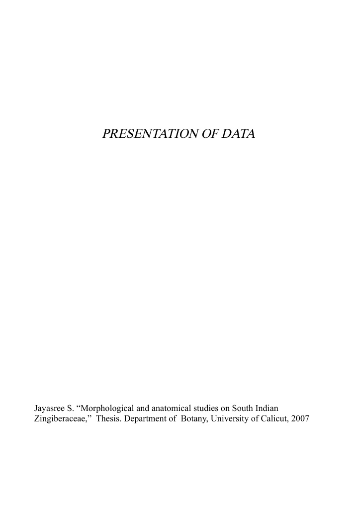 presentation of data