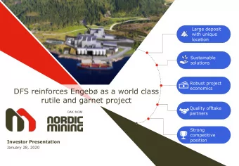 DFS reinforces Engeb as a world class  rutile and garnet project  Quality offtake  partners  OAX: