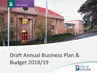 Draft Annual Business Plan &amp;  Budget 2018/19  Purpose    Budget overview    Cost of