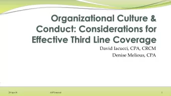 David Iacucci, CPA, CRCM  Denise Melious, CPA  29-Apr-19  AXP Internal  1  Learning Objectives