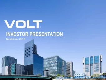 INVESTOR PRESENTATION  November 2018  Forward Looking Statements This presentation has been