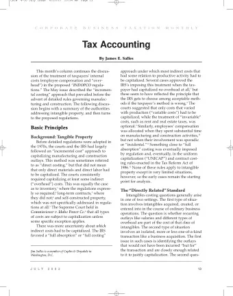 Tax Accounting  By James E. Salles  This months column continues the discus-  approach under