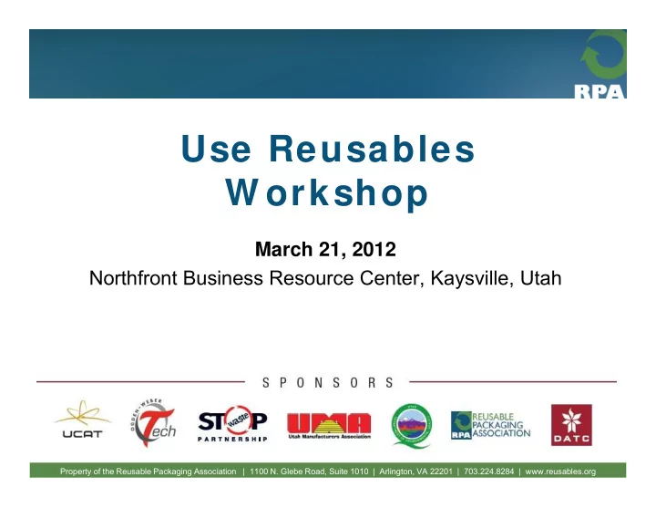use reusables w orkshop