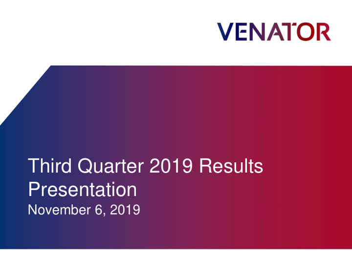 third quarter 2019 results presentation