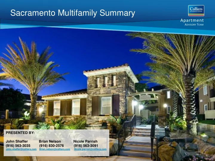 sacramento multifamily summary