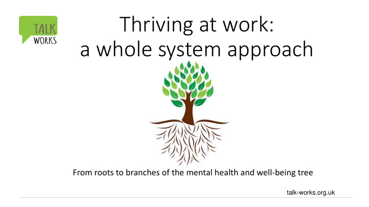 thriving at work a whole system approach