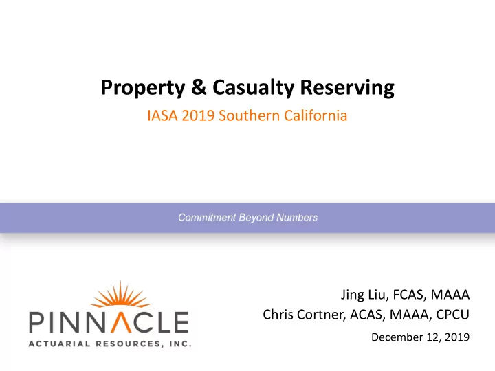 property casualty reserving
