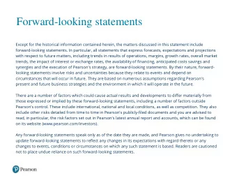 Forward-looking statements  Except for the historical information contained herein, the matters