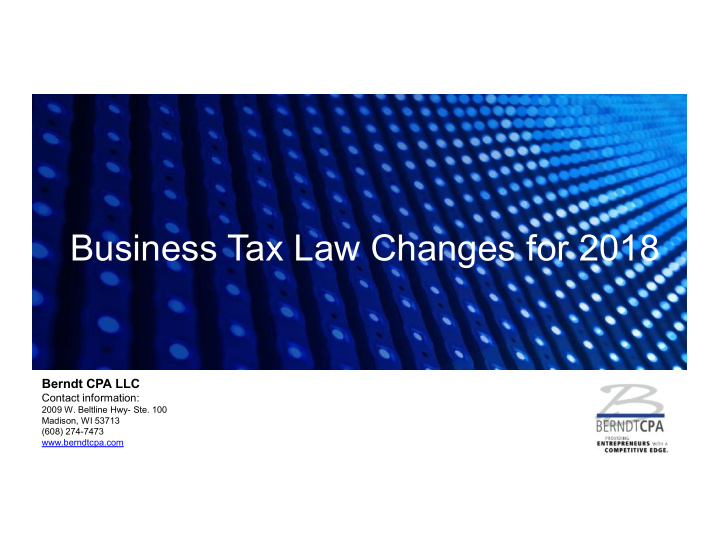 business tax law changes for 2018